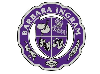 A purple and silver crest with 