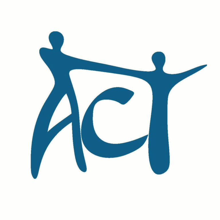 Blue stylized figures form the word 