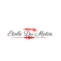 Logo with the text “Etoile Du Matin” in elegant script. Above the text is a red shooting star, and below it are five red diamonds and a horizontal red line. The background is white.