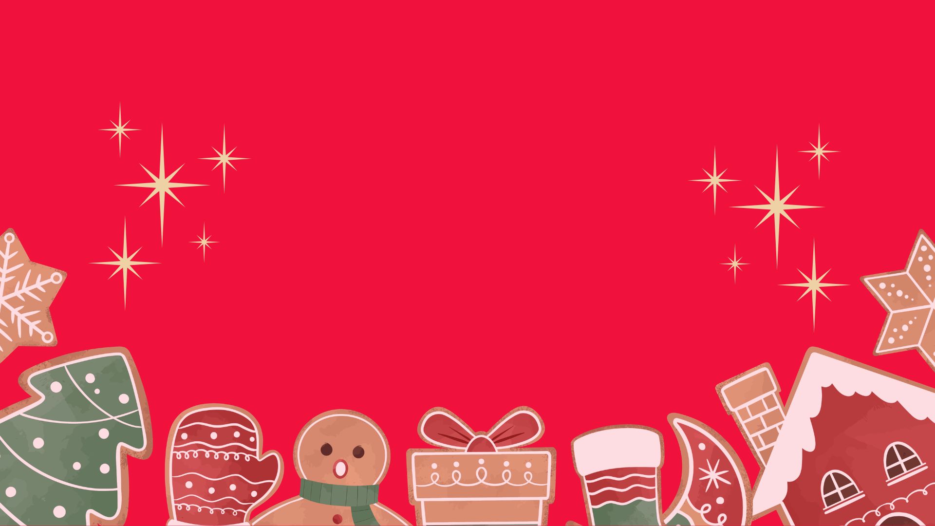 Christmas-themed border with gingerbread cookies, a gift box, stocking, tree, and stars on a red background—perfect for announcing your holiday grant program with festive flair.